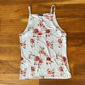 Justify White Pink Floral Tank Top size XL